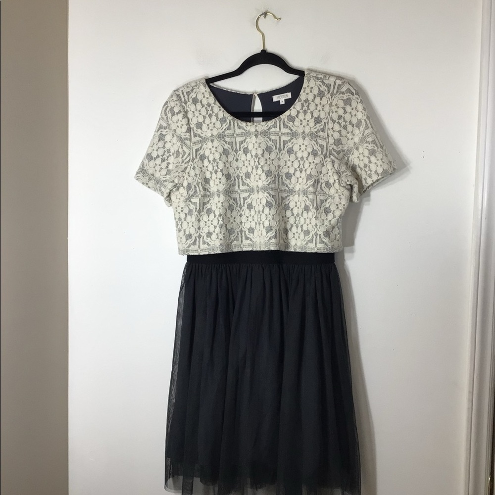 Anthropologie Cream and Black Lace Dress